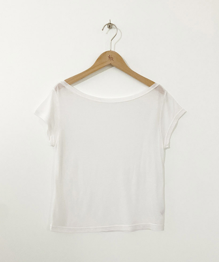 ボートネックシースルー半袖Tシャツ(5color)