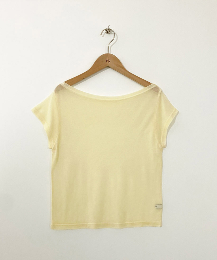 ボートネックシースルー半袖Tシャツ(5color)