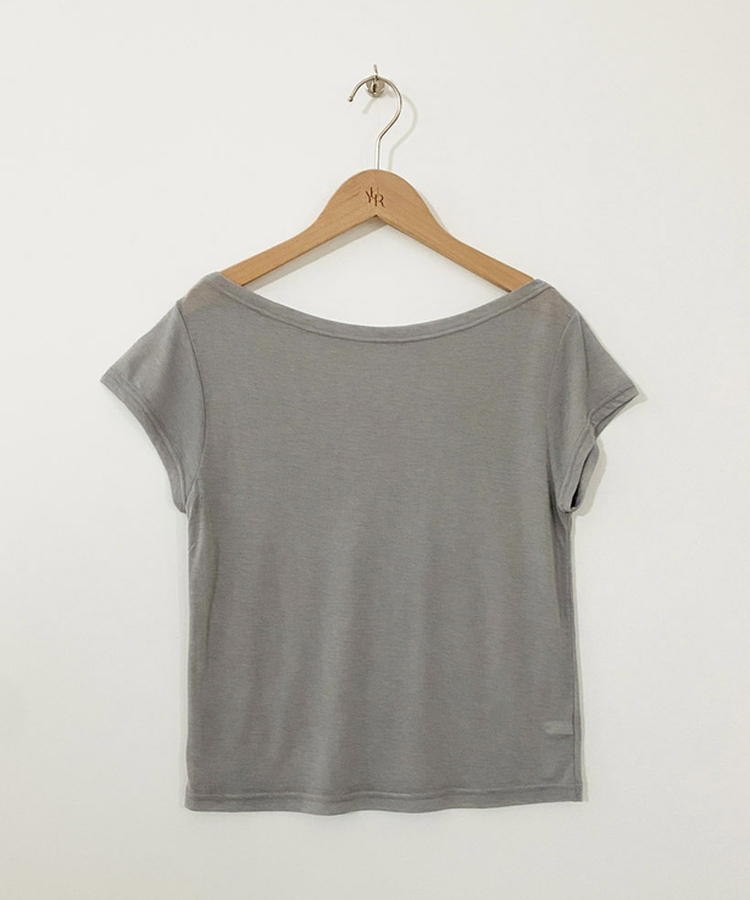 ボートネックシースルー半袖Tシャツ(5color)