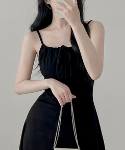 Aラインノースリーブワンピース BLACK