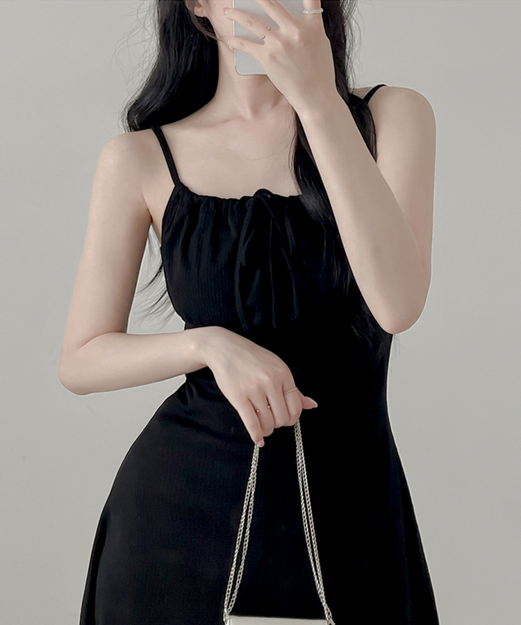 Aラインノースリーブワンピース BLACK