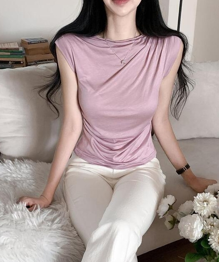 ドレープキャップスリーブTシャツ(5color) PURPLE