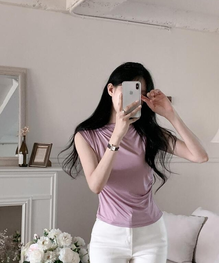 ドレープキャップスリーブTシャツ(5color) PURPLE