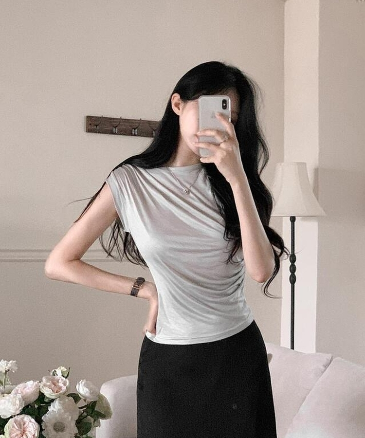 ドレープキャップスリーブTシャツ(5color) GRAY