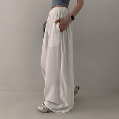 【丈別】サイドスリットサマーワイドクーリングパンツ WHITE