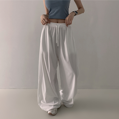 【丈別】サイドスリットサマーワイドクーリングパンツ WHITE