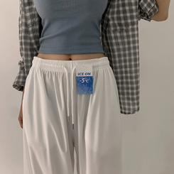 【丈別】サイドスリットサマーワイドクーリングパンツ WHITE
