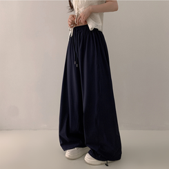 【丈別】サイドスリットサマーワイドクーリングパンツ NAVY