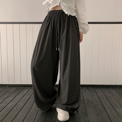 【丈別】サイドスリットサマーワイドクーリングパンツ CHARCOAL