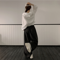 【丈別】サイドスリットサマーワイドクーリングパンツ CHARCOAL