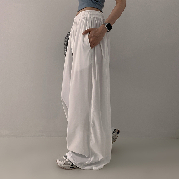 【丈別】サイドスリットサマーワイドクーリングパンツ WHITE
