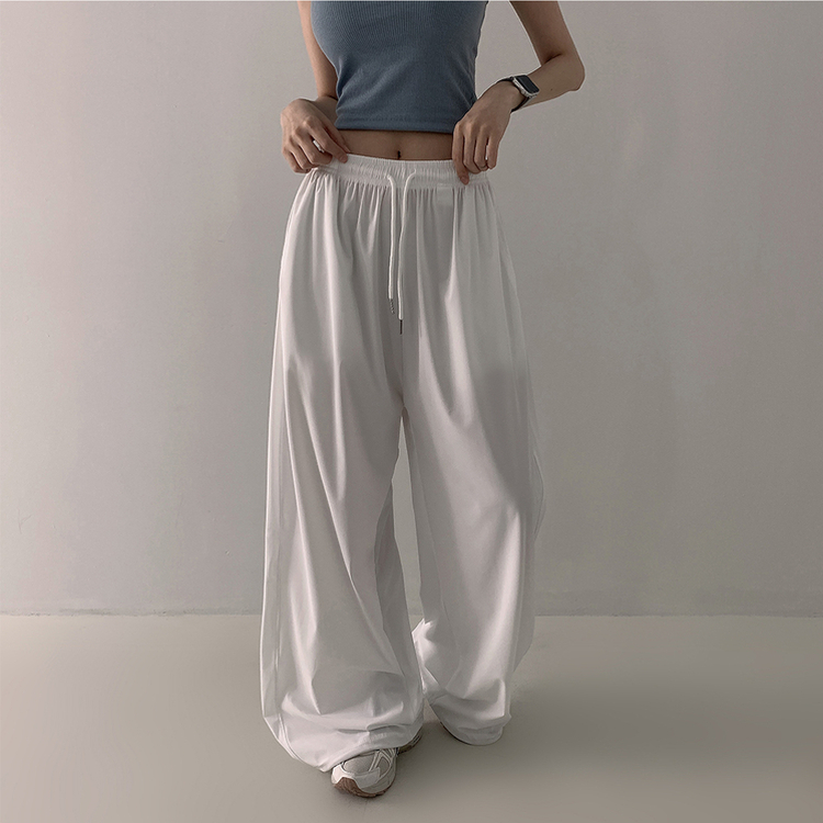 【丈別】サイドスリットサマーワイドクーリングパンツ WHITE