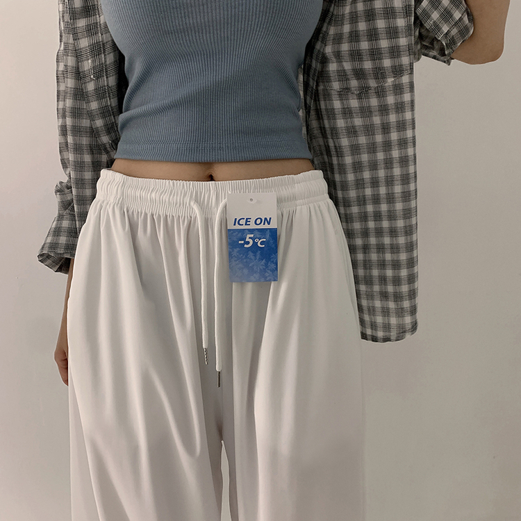 【丈別】サイドスリットサマーワイドクーリングパンツ WHITE