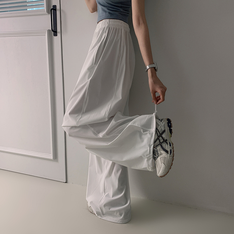 【丈別】サイドスリットサマーワイドクーリングパンツ WHITE