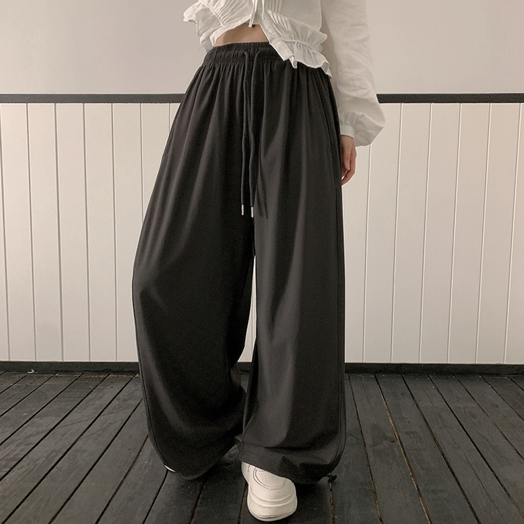 【丈別】サイドスリットサマーワイドクーリングパンツ CHARCOAL