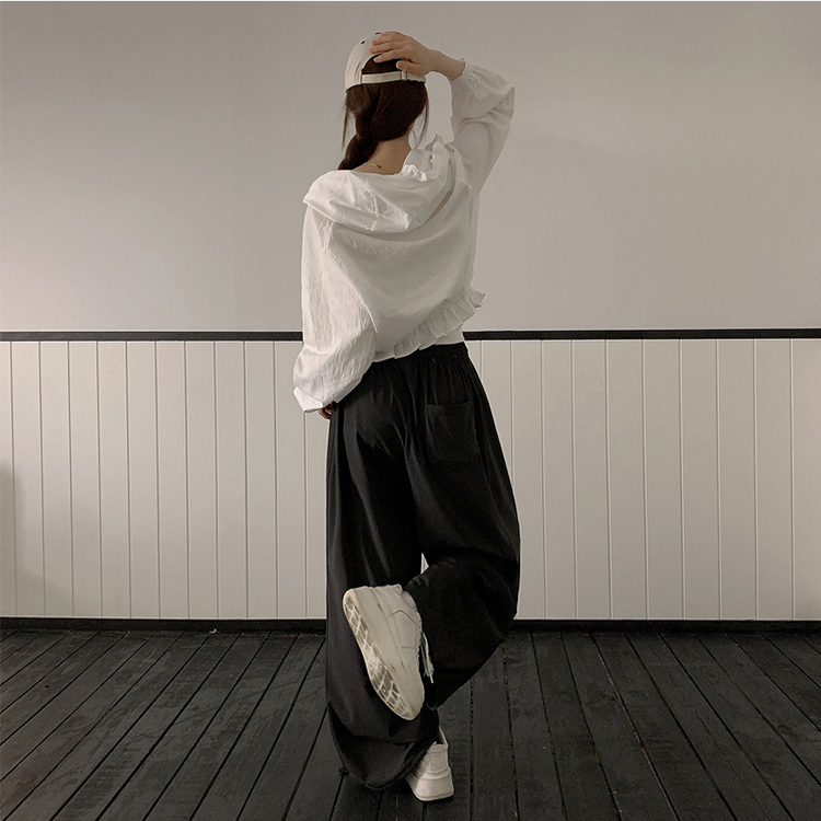 【丈別】サイドスリットサマーワイドクーリングパンツ CHARCOAL