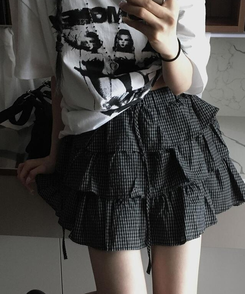 ティアードミニスカート BLACK