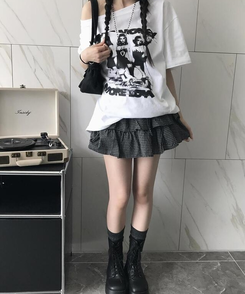 ティアードミニスカート BLACK