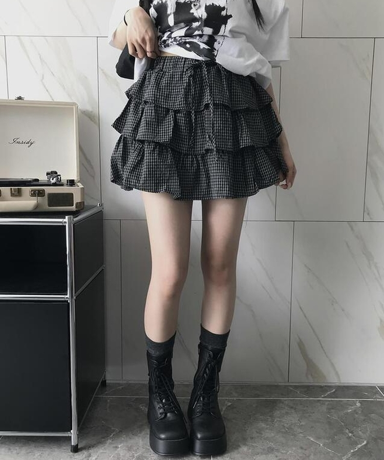 ティアードミニスカート BLACK