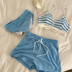 ビキニ 【カップ付き】カバーアップスリーピースビキニ SKY BLUE
