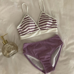 ビキニ 【カップ付き】カバーアップスリーピースビキニ PURPLE