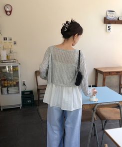 パンチングカーディガン GREY