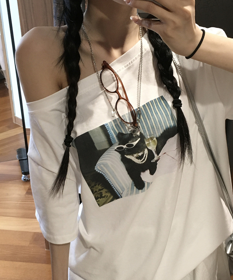 プリンティングオフ半袖Tシャツ WHITE