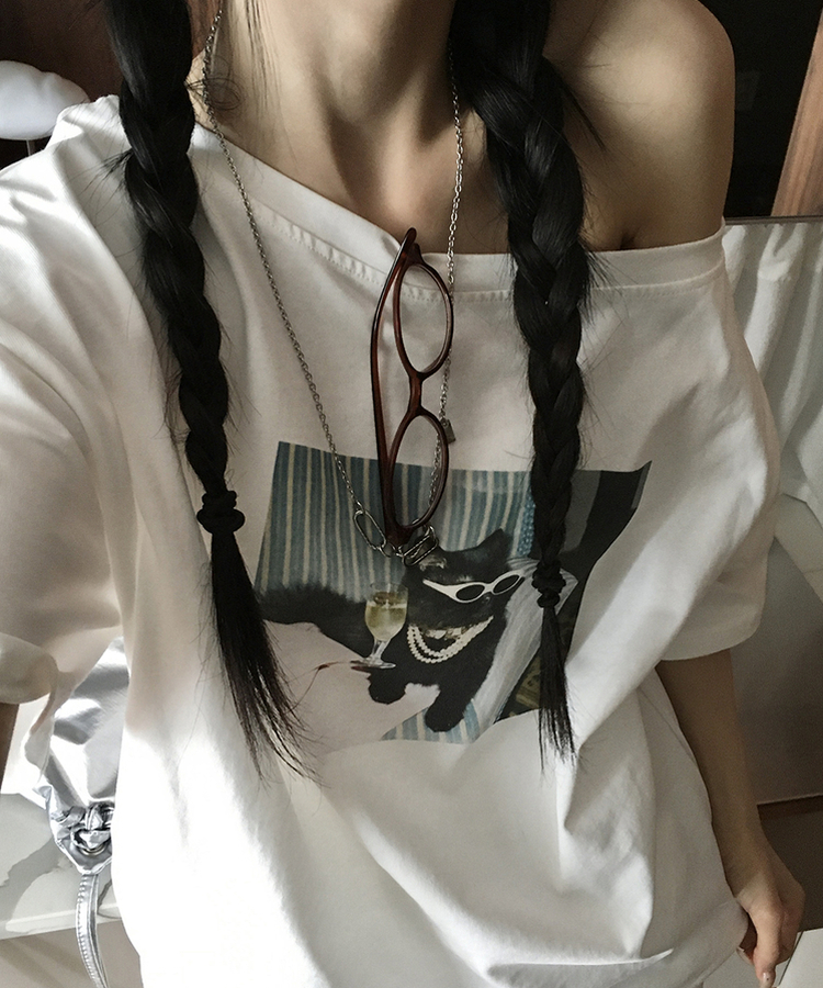 プリンティングオフ半袖Tシャツ WHITE