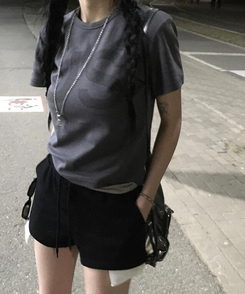 半袖Tシャツ クロップ半袖Tシャツ CHARCOAL