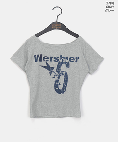 半袖Tシャツ ナンバーオフショルダー半袖Tシャツ