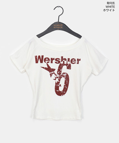 半袖Tシャツ ナンバーオフショルダー半袖Tシャツ
