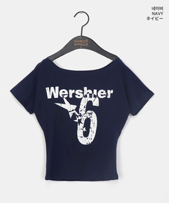 半袖Tシャツ ナンバーオフショルダー半袖Tシャツ