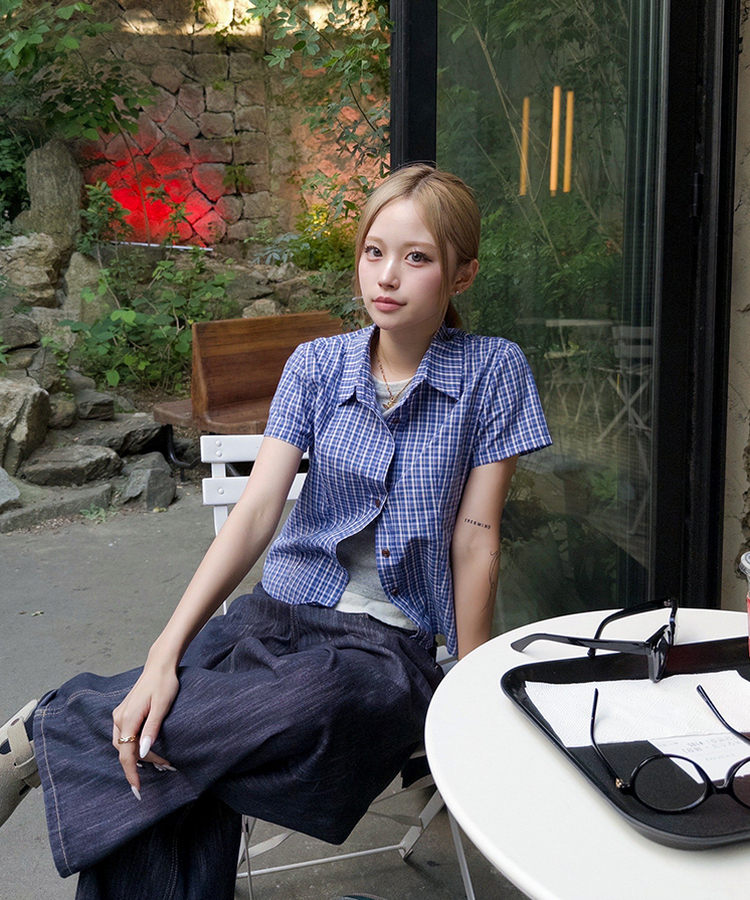 シャツ ハムレットチェックシャツ BLUE