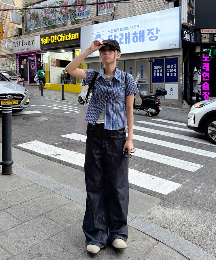 シャツ ハムレットチェックシャツ BLUE