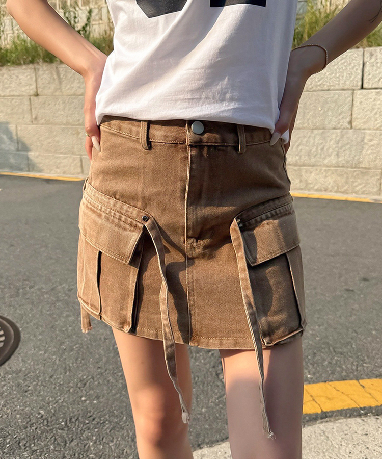 ミニスカート バンセルポケット付きスカート CAMEL