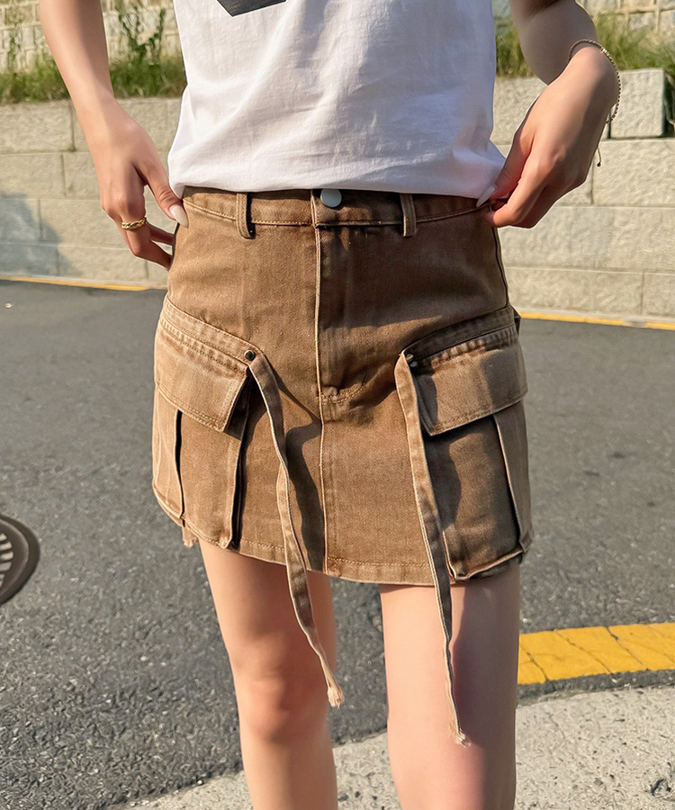 ミニスカート バンセルポケット付きスカート CAMEL
