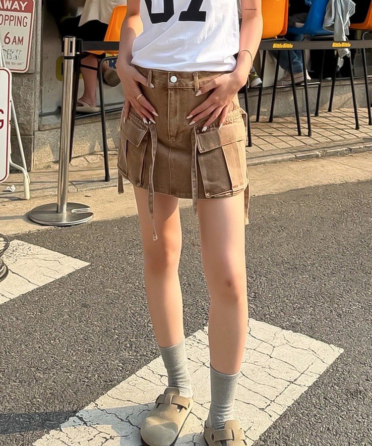 ミニスカート バンセルポケット付きスカート CAMEL