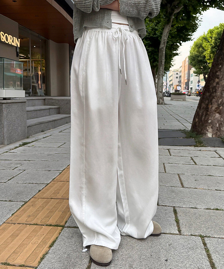 【COOL♥ひんやり】丈別バンディングワイドトレーニングパンツ WHITE
