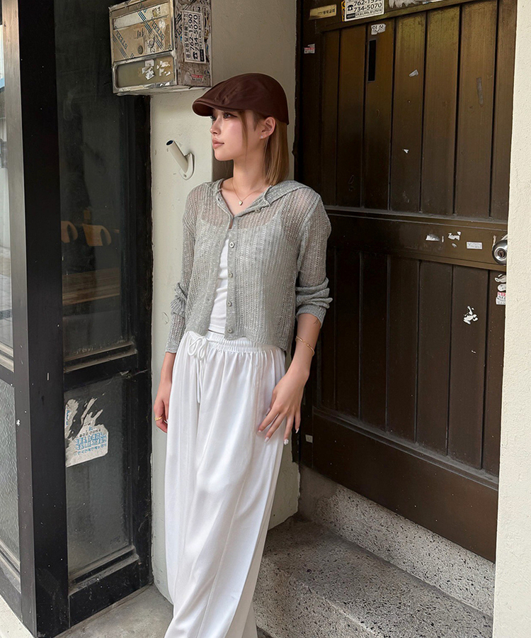 【COOL♥ひんやり】丈別バンディングワイドトレーニングパンツ WHITE