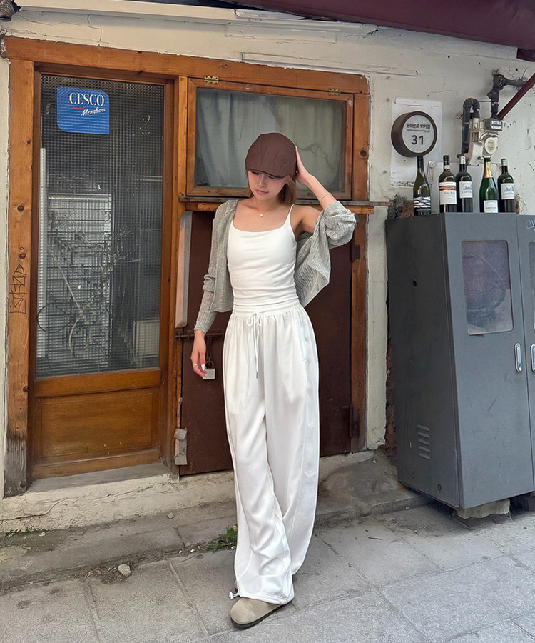 【COOL♥ひんやり】丈別バンディングワイドトレーニングパンツ WHITE