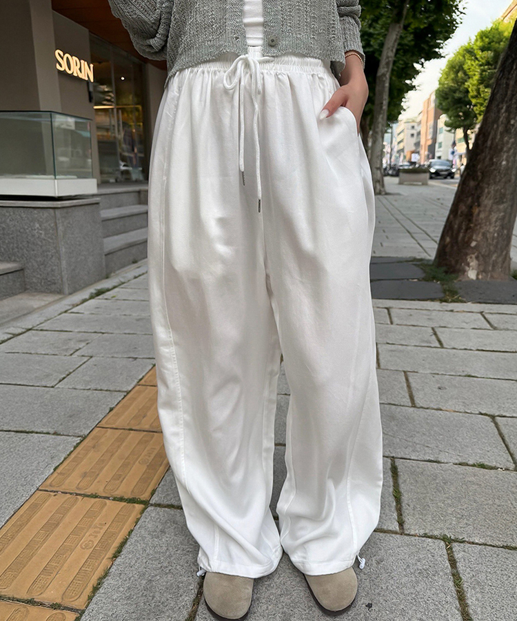 【COOL♥ひんやり】丈別バンディングワイドトレーニングパンツ WHITE