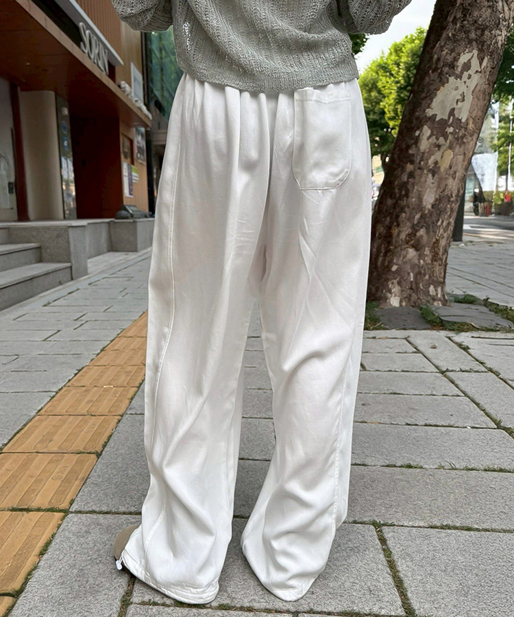 【COOL♥ひんやり】丈別バンディングワイドトレーニングパンツ WHITE