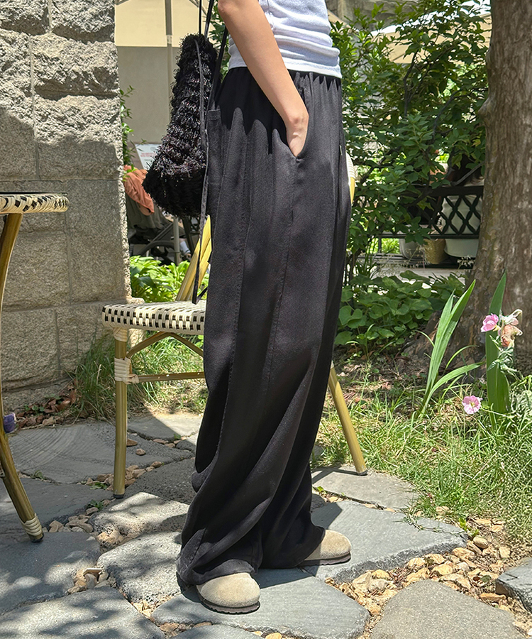 【COOL♥ひんやり】丈別バンディングワイドトレーニングパンツ BLACK