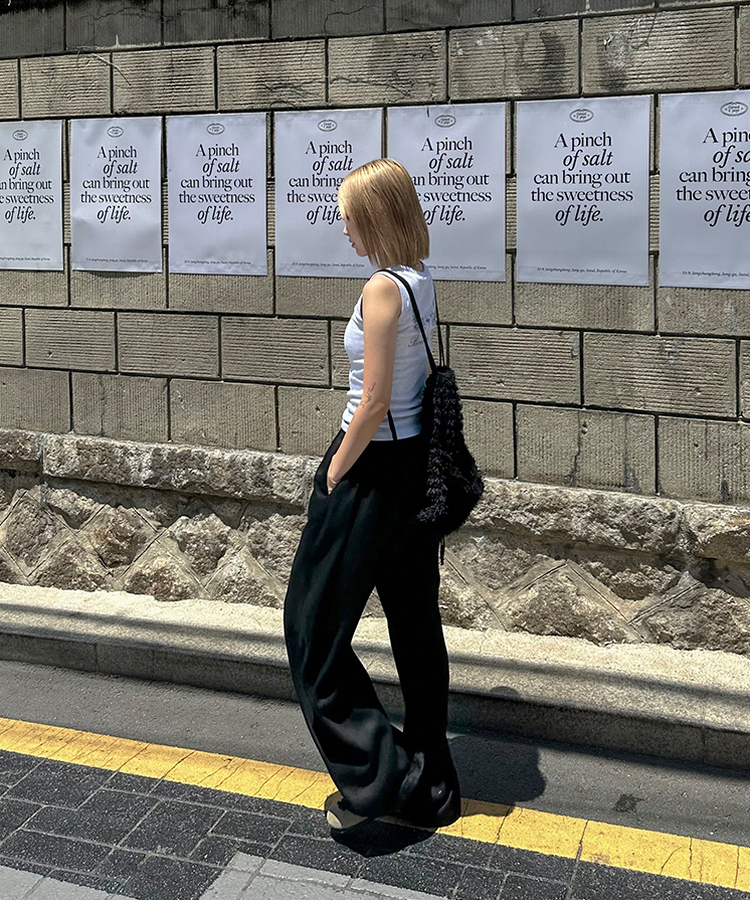 【COOL♥ひんやり】丈別バンディングワイドトレーニングパンツ BLACK