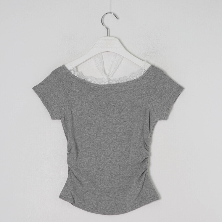 半袖Tシャツ レースレタリングTシャツ