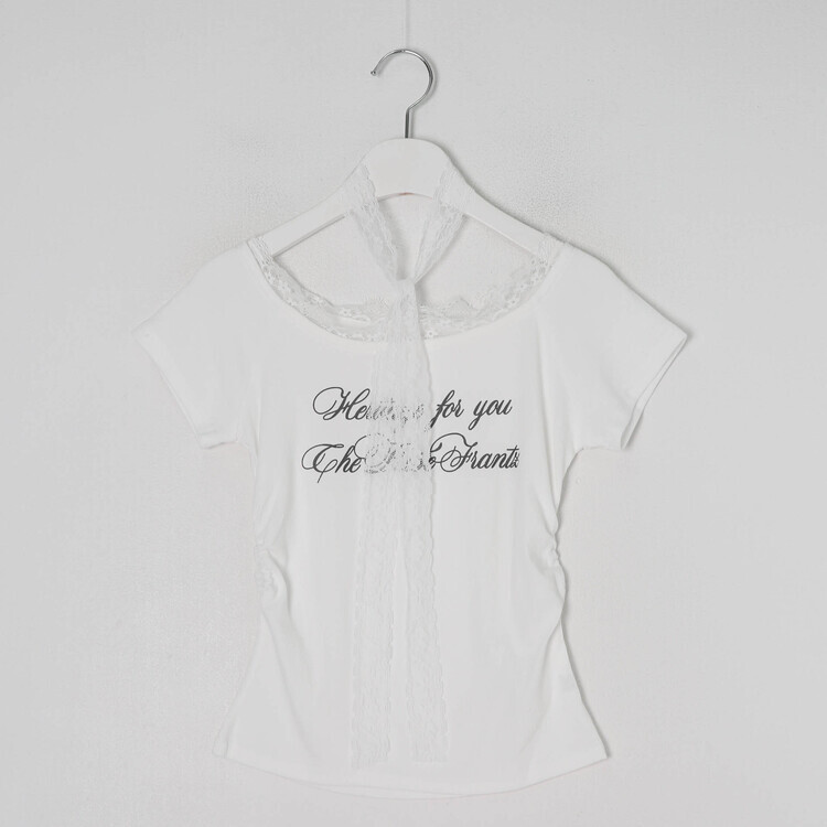 半袖Tシャツ レースレタリングTシャツ