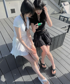 モノキニ 【3PCSET】リボンフリルスカートスイムウェア BLACK