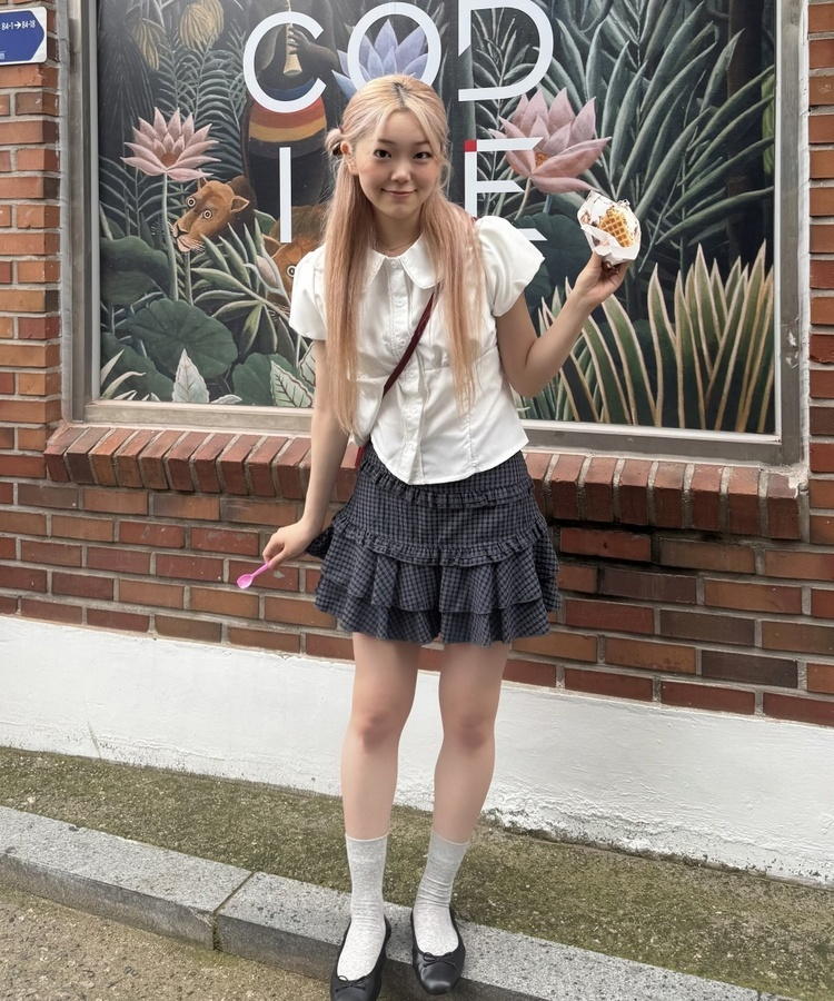 チェックモールミニスカート NAVY