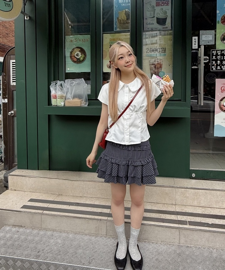 チェックモールミニスカート NAVY