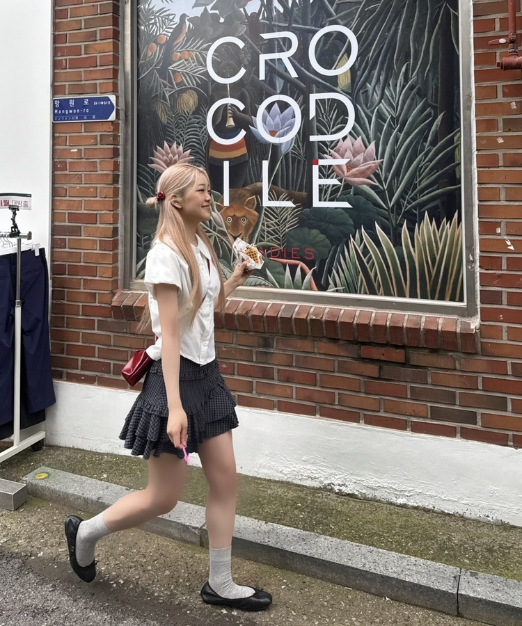 チェックモールミニスカート NAVY